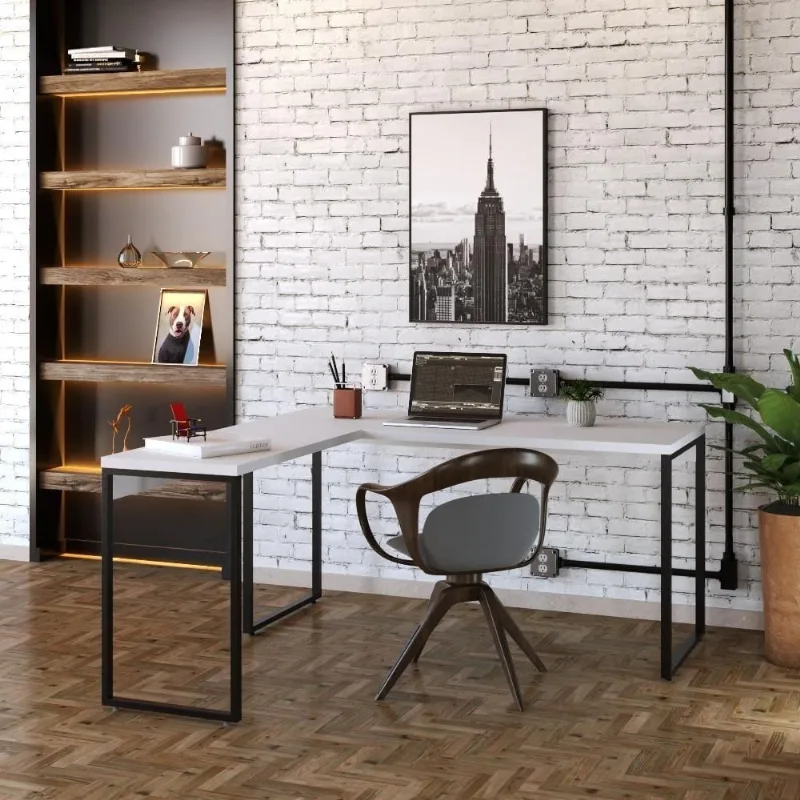 Mesa Em L Diretor 150X150X75Cm Branco Chess /