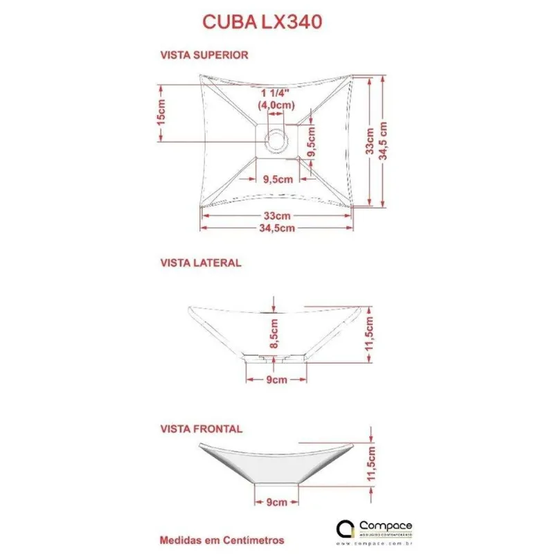 Kit Cuba L34 Com Torneira Link 1062 Metal + Válvula Click 1''b (2,6cm) + Sifão Cromado + Flexível Branca