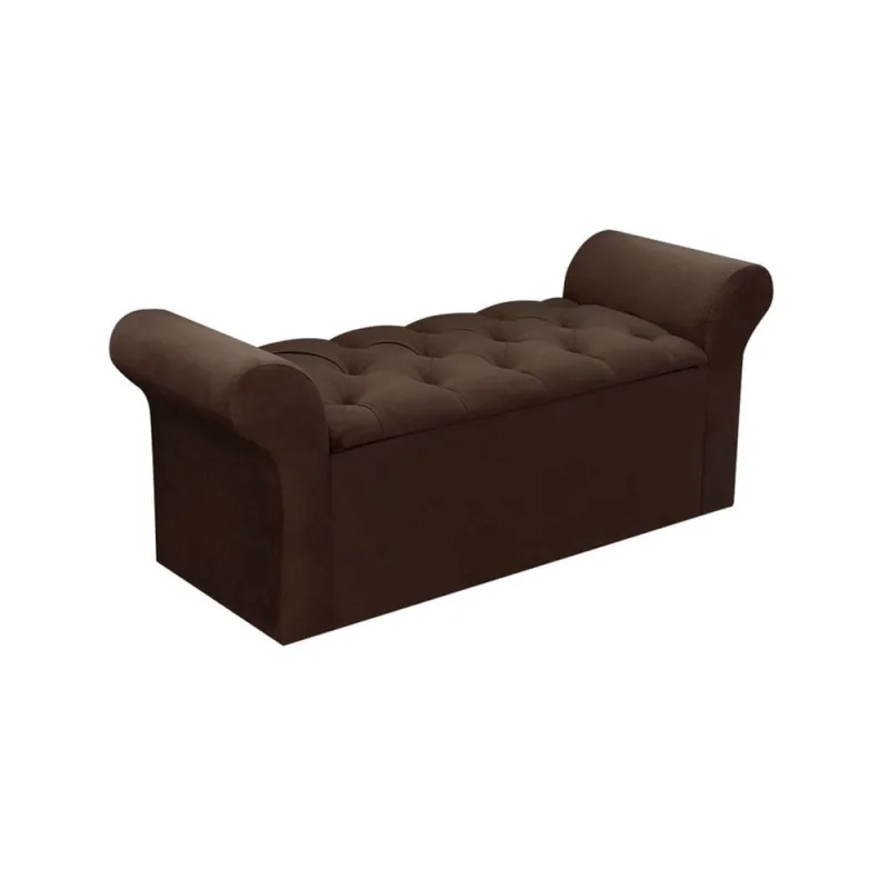 Recamier Calçadeira Casal Miami Casal - Suede Marrom Chocolate - Simbal - Não Disponível - Móveis