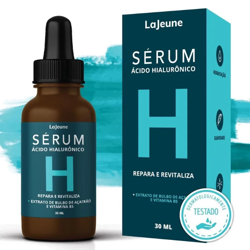 Sérum Facial Ácido Hialurônico + Vitamina B5 + Extrato Bulbo