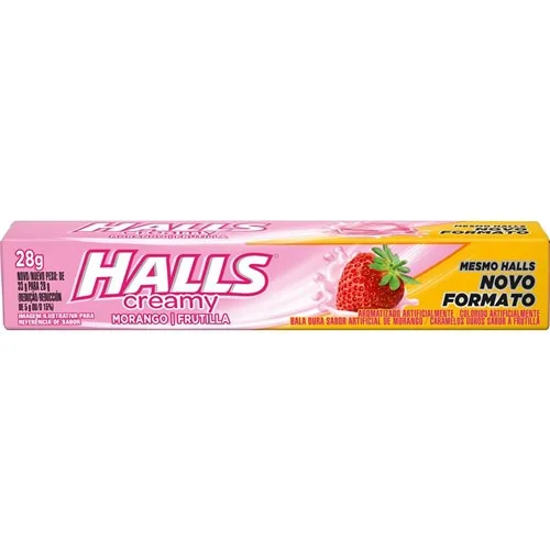 Bala Halls Un Morango Cream - HALLS - Mercearia