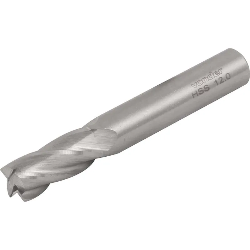 Fresa de Topo em Aço Rápido com 4 Cortes DIN 844A 12,0mm - VONDER