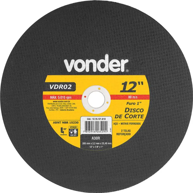 Disco de Corte para Serralheiro 300,0mmx3,2mmx25,4mm VDR02 - VONDER - VONDER