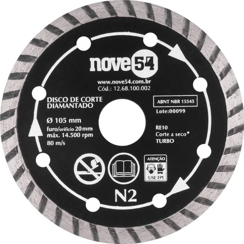 Disco de Corte Diamantado, 105, mm, Turbo, N2, Nove54 OstenVonder