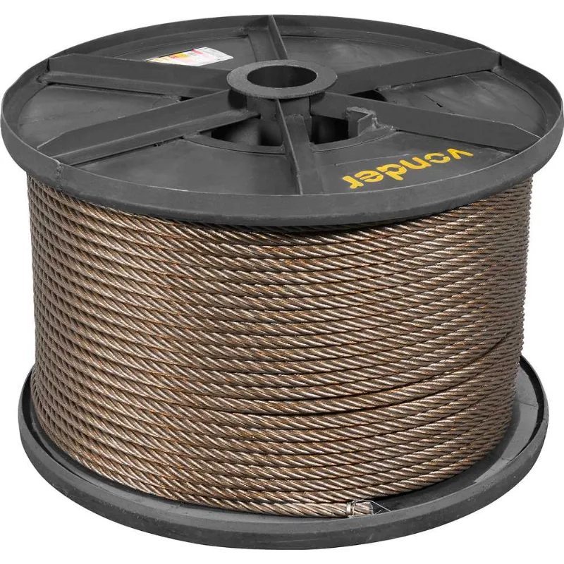 Cabo de aço polido alma de fibra 25,4 mm 1”- 6x25F com 500 m - VONDER