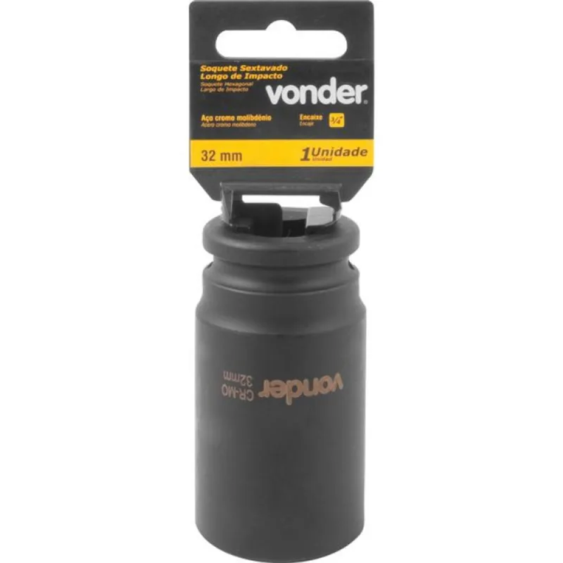 Soquete Sextavado Impacto Longo 3/4 32mm Aço Cromo Vonder