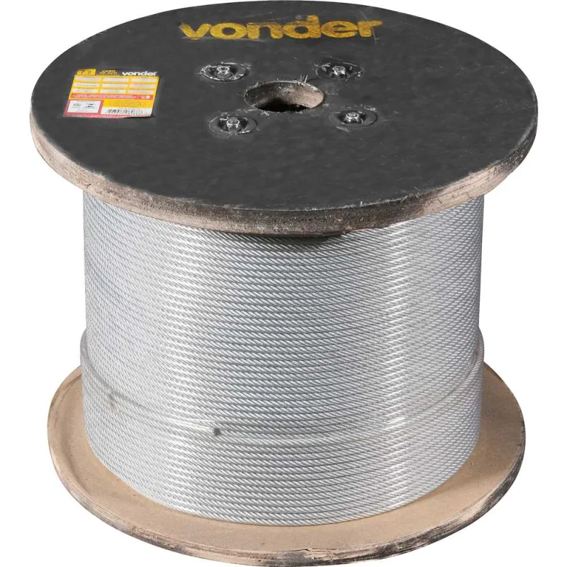 Cabo de aço plastificado transparente alma de fibra 3,18 mm - 1/8" 6 x 19M VONDER - VONDER - Movimentação De Materiais