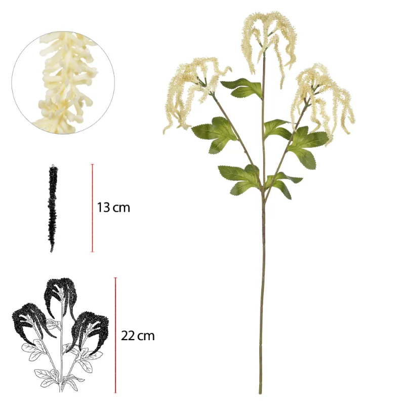 Complemento Galho Rabo de Raposa 75cm Bege Flor Arte