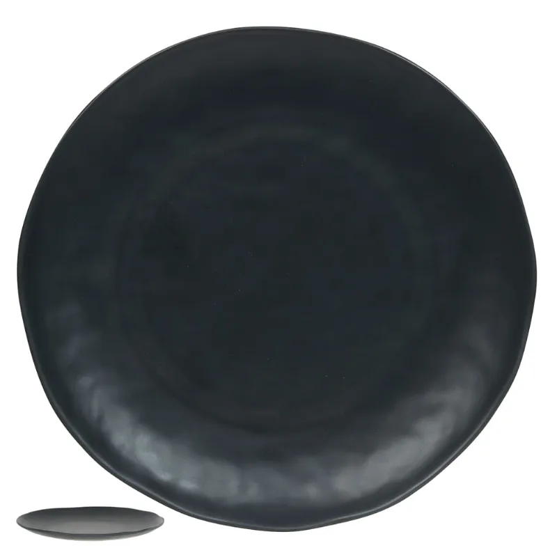 Prato Raso Melamina 27cm Organic Preto Flor Arte