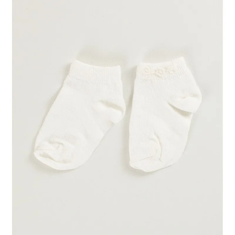 Meia com Bordado Florzinha Off White - Tam. 18 a 25 Cru - 22 a 25