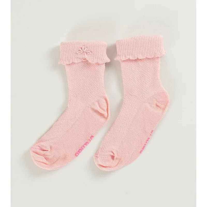 Meia com Bordado Rosa - Tam. 18 a 25 Rosa - 22 a 25