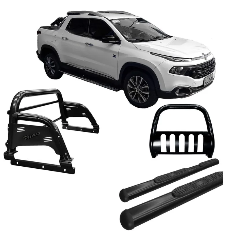 Kit Quebra mato + Estribo Oval + Santo antã'nio fiat toro preto