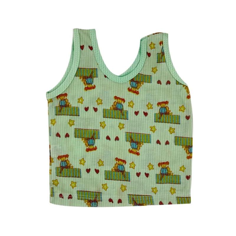 Blusinha Regata Bebê Verde Menina Coração e Estrelas Liquidação