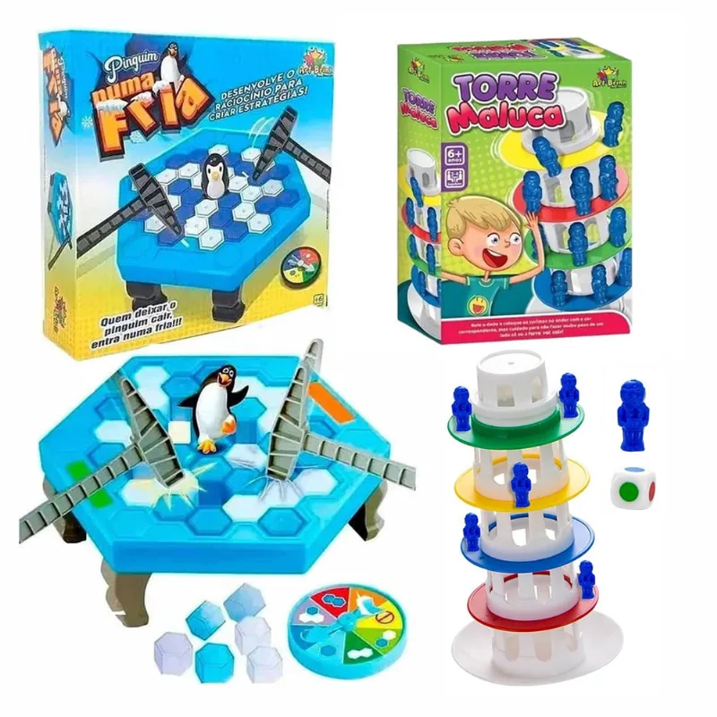 Kit Jogo Torre Maluca + Jogo Pinguim Quebra Gelo