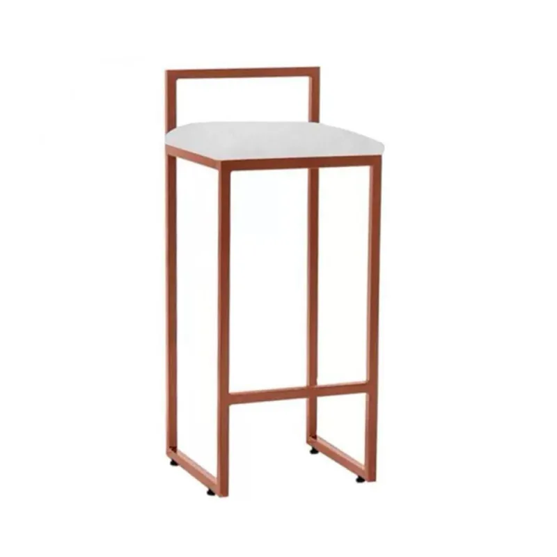Banqueta Industrial Premium Bar Cozinha Bistrô Aço Dori Cobre Assento Suede Branco - Asturias - Móveis