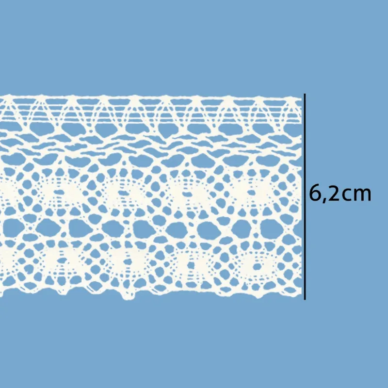 RENDA PARAIBA 100%ALGODAO 120052 6,2CM C/ 20 MT BRANCO