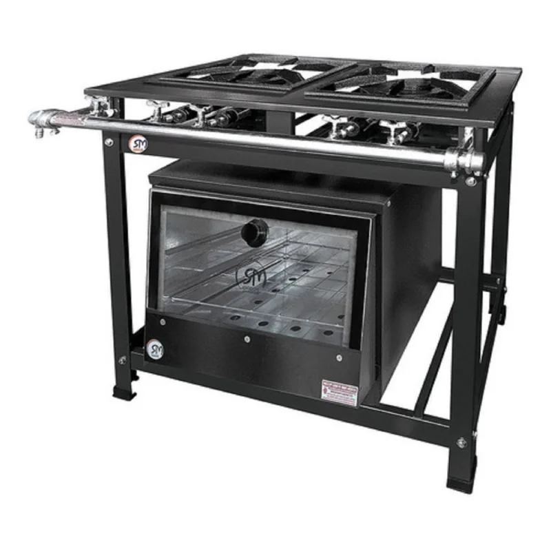 Fogão Industrial 2 Bocas Duplas Baixa Pressão 30x30 c/ Forno