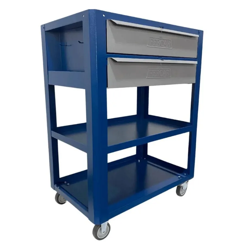 Carrinho para Mecânico Aberto Azul 2 Gavetas C03 Fercar 76 C03