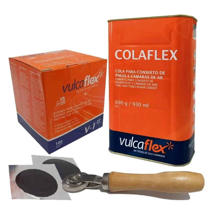 Kit Remendo Vulcaflex V-1 + Cola Preta 690 G + Rodilho 8Mm