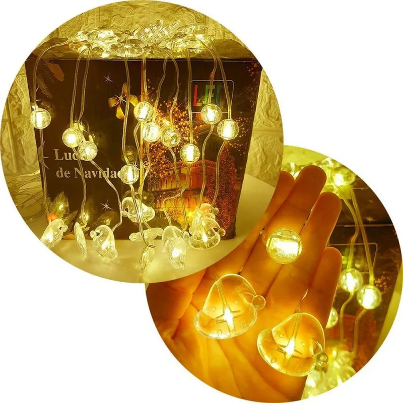 Pisca Cortina Toucas De Natal 80 Lâmpadas Leds 110-220v 3x1m Amarelo - OUTRAS - Cama, Mesa E Banho