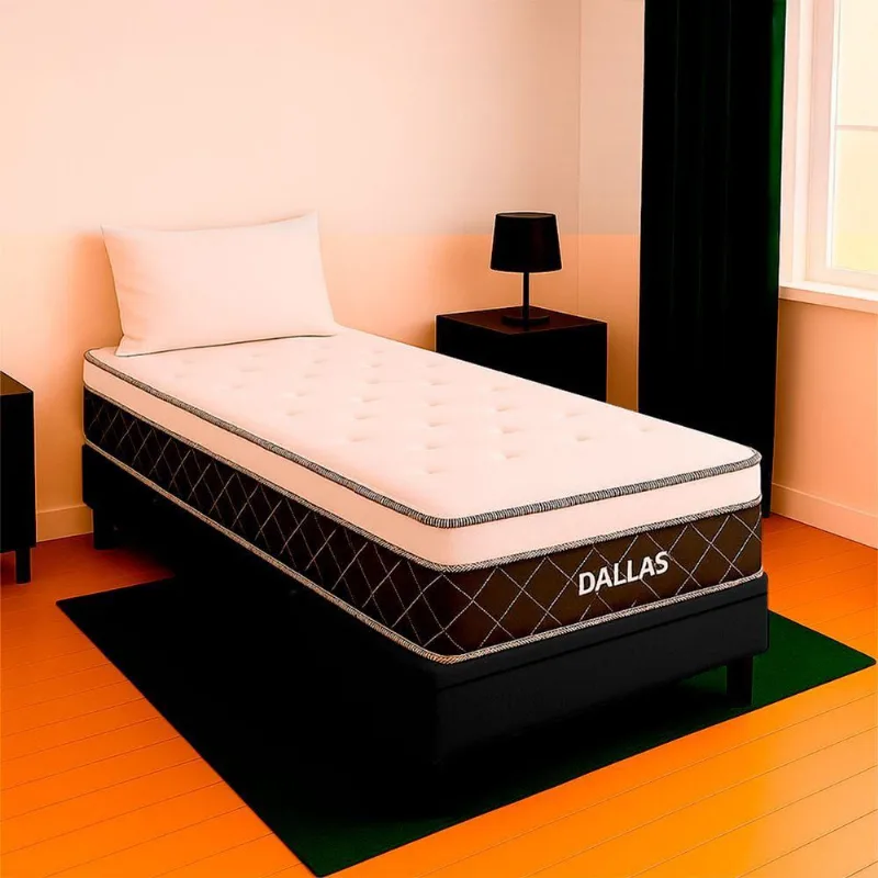 Cama Box Solteiro Preto Colchão Dallas Molas Vstore 78x188