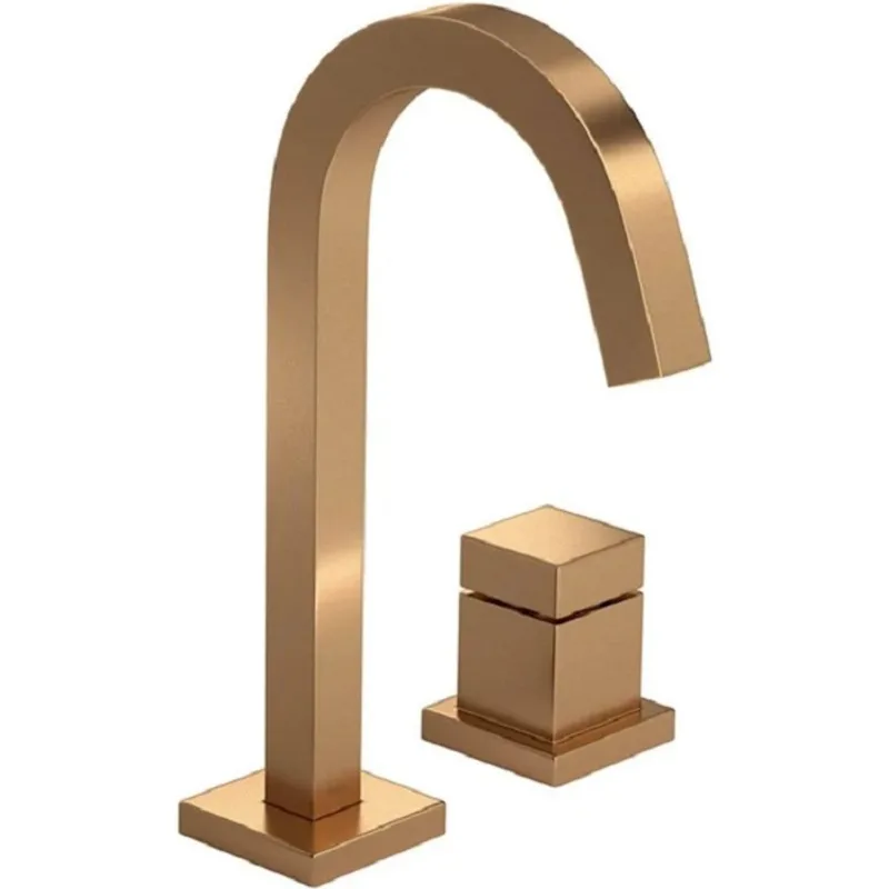 Torneira para Lavatório Mesa Bica Alta DN15 Cubo Gold Matte Deca