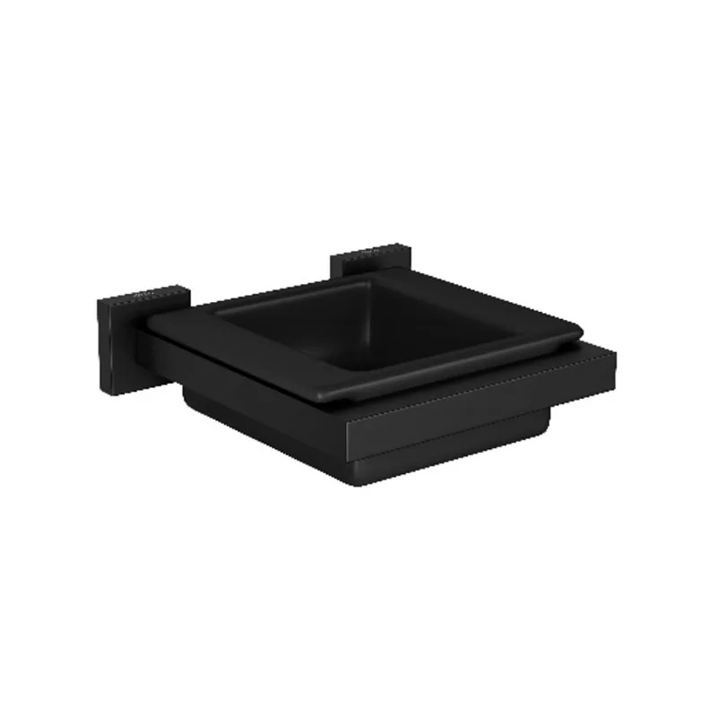 Saboneteira Quadratta de Parede c/ Louça Black Matte Deca
