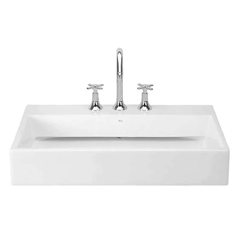 Cuba para banheiro de apoio retangular 75x45cm L88 gelo Deca