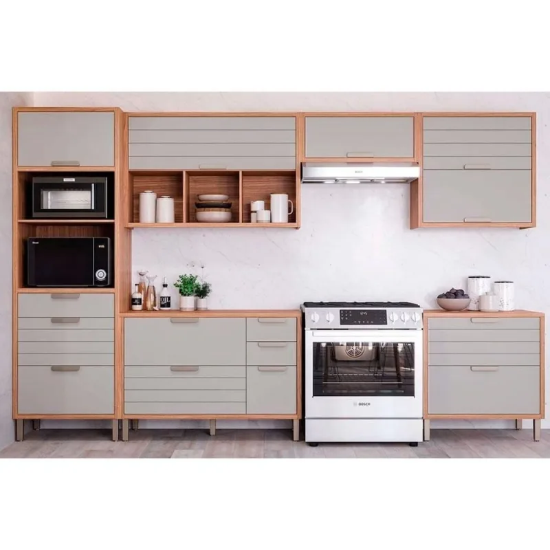 Cozinha Modulada Eloise 4 Gavetas 1 Porta MDF 120CM Cinamomo e Platina MGM - OUTRAS - Móveis