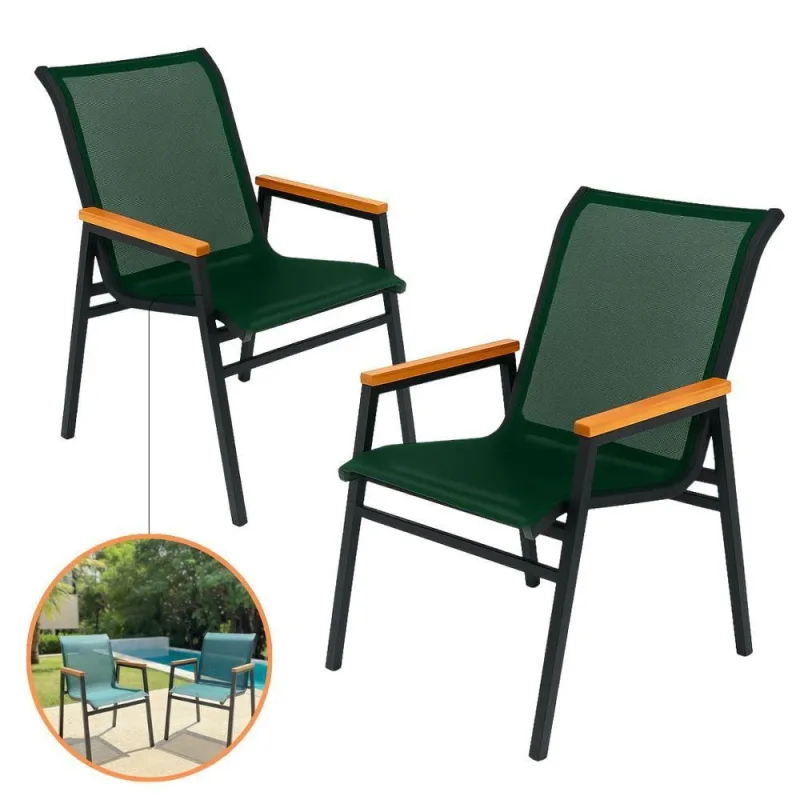 Kit 2 Cadeiras De Praia Piscina Resistente Sol Chuva Maresia Verde - OUTRAS - Móveis