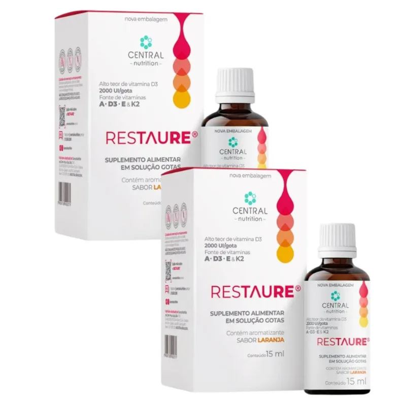 Kit 3 Restaure 15ml - Vitamina A, D3, E e K2 - Central Nutrition