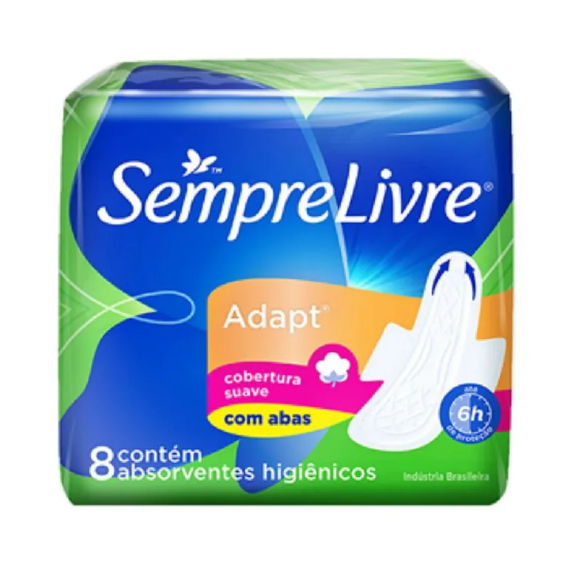 Kit c/2 Sempre Livre Adapt Suave Absorvente Com Abas 8 unidades