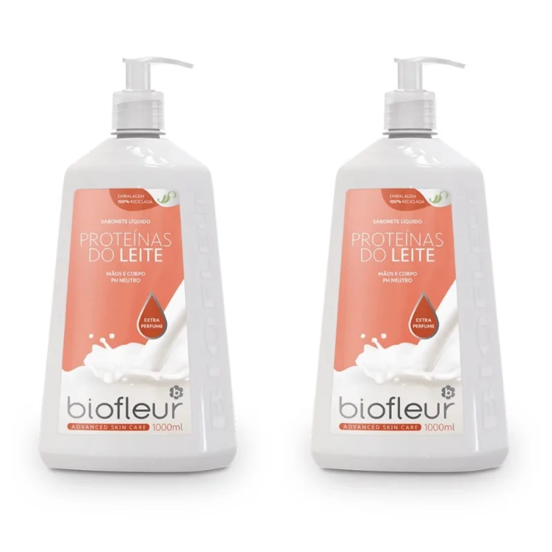 Kit c/2 Sabonetes Líquido Biofleur 1L Proteínas Do Leite