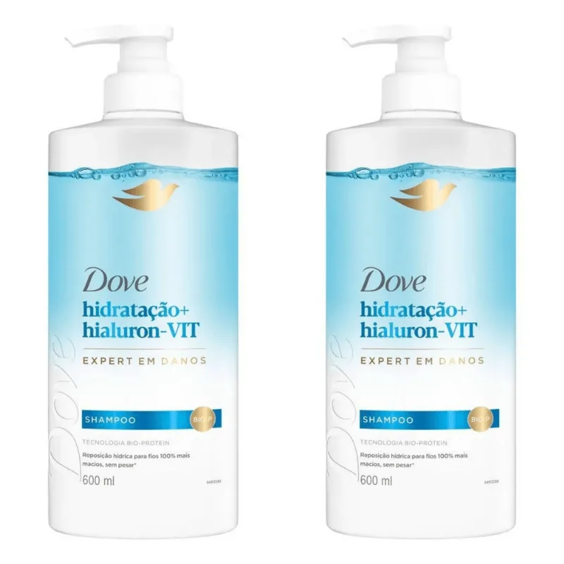 Kit com 2 Unidades de Shampoo Dove Hidratação + Hialuron-VIT 600ml