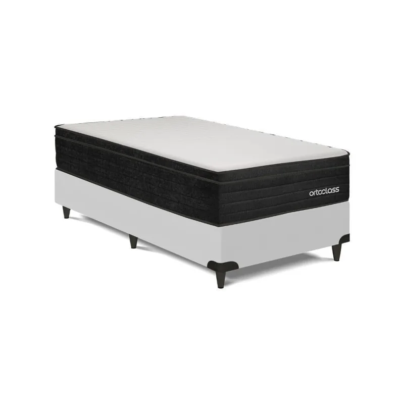 Cama Box com Colchão Solteiro Cama Box Poli Ortopillow D45 Espuma Malha Lacê Branco Ortobom - ortobom - Agro