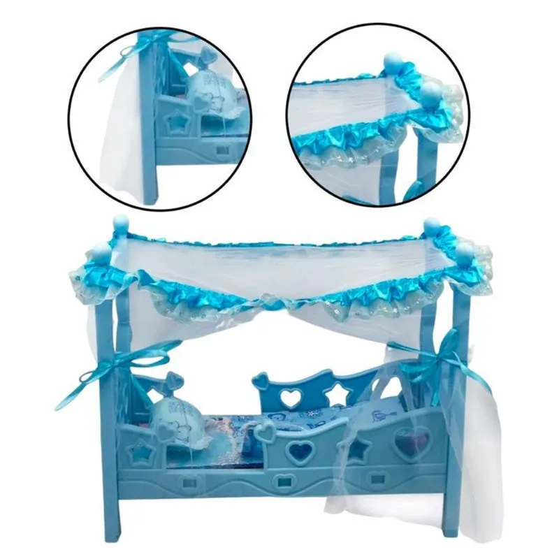 Berço Boneca Colchão Mosqueteiro Azul Bercinho Menina Menino