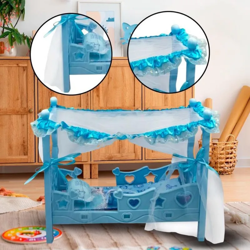 Berço Boneca Colchão Mosqueteiro Azul Bercinho Infantil