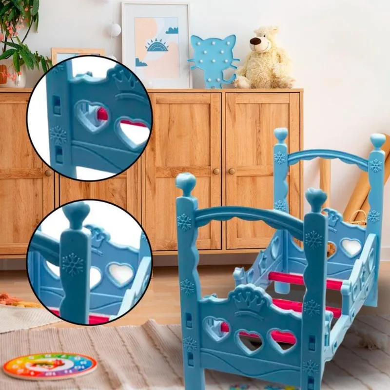 Berço Boneca Colchão Mosqueteiro Azul Bercinho Infantil