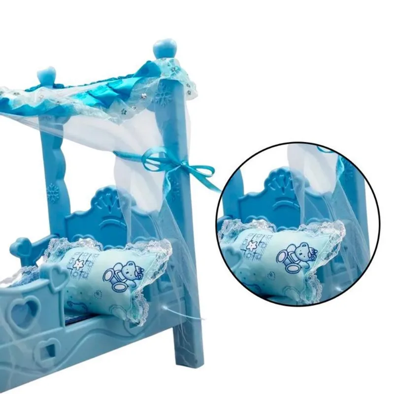Berço Boneca Colchão Mosqueteiro Azul Bercinho Menina Menino