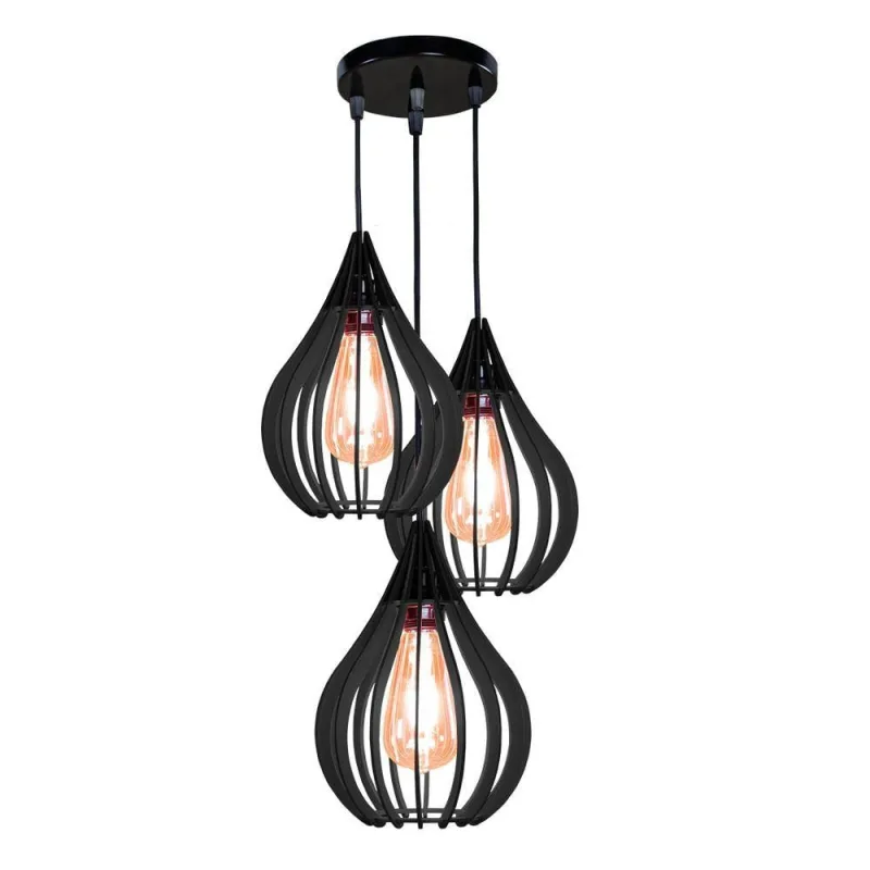 Luminária Teto Lustre Pendente Balcão Cozinha Sala Trio Cor:preto. - qualidade alta - OUTRAS - Agro