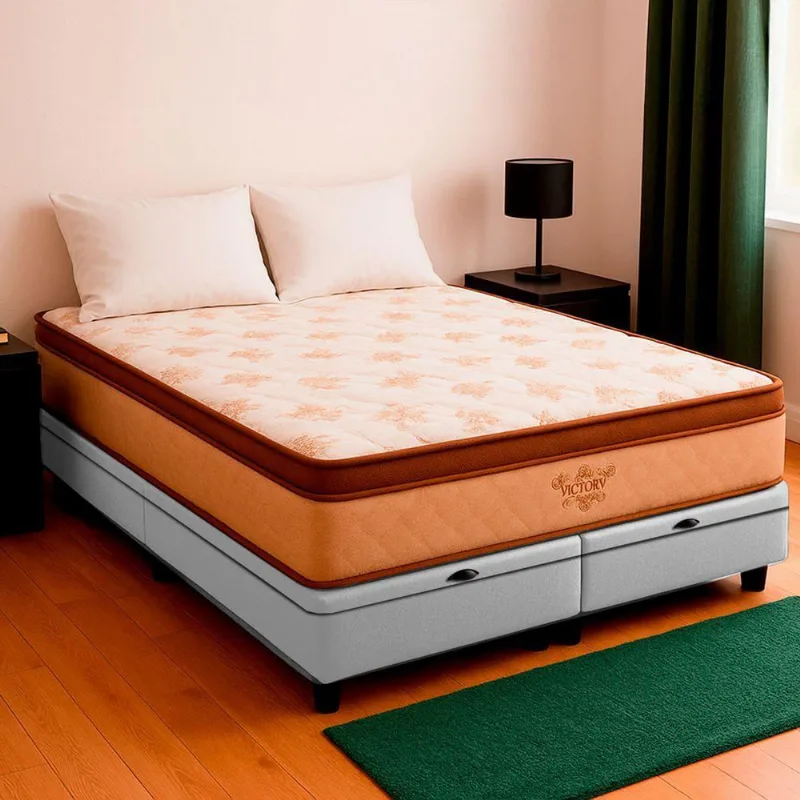 Cama Box King Branco Colchão Victory Molas Vstore 193x203x30