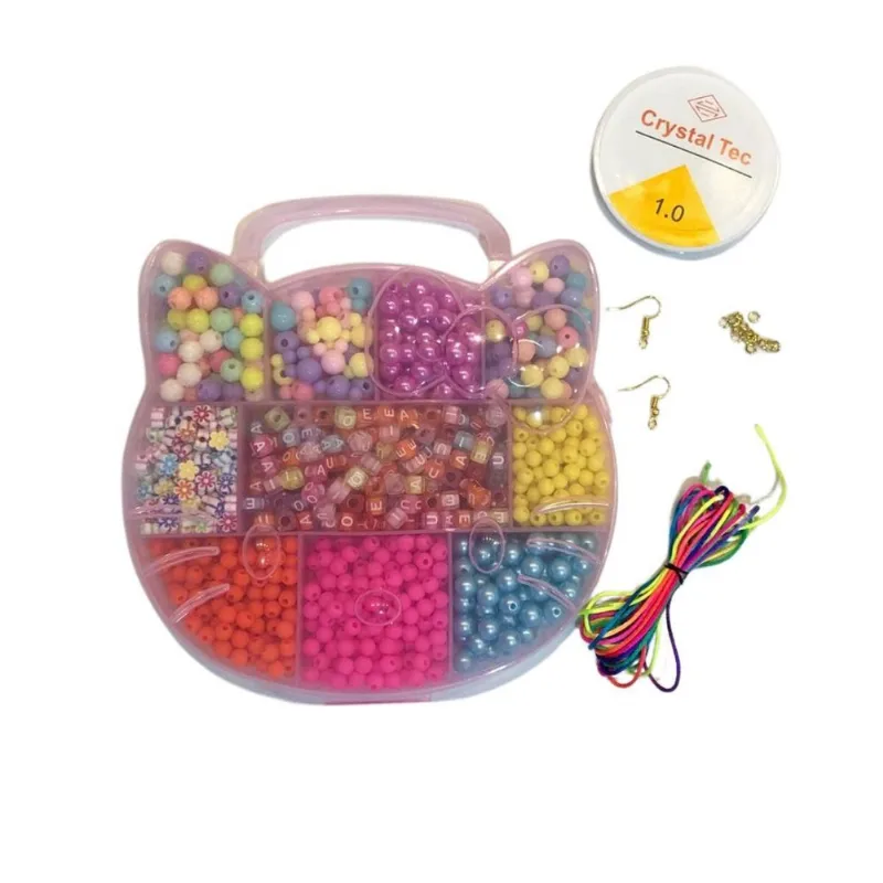 Kit Montagem Bijuterias Coloridas Miçangas Gatinha