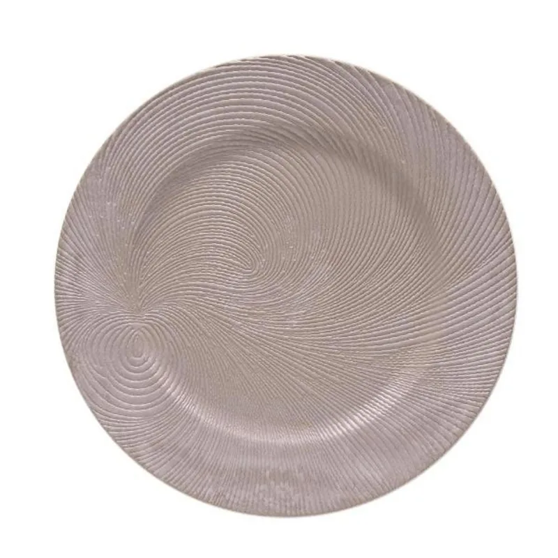 Sousplat em plástico Copa&Cia Galles Flat 33cm riscas taupe