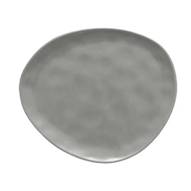 Prato de lanche em cerâmica Copa&Cia Runas 28x20cm cimento queimado