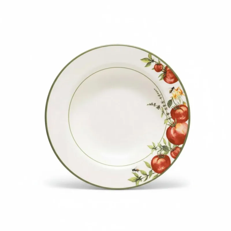 Prato Fundo Cerâmica Copa&Cia Aquarelle Pomodoro e Basilico 25cm Design Italiano Gourmet - Copa&Cia