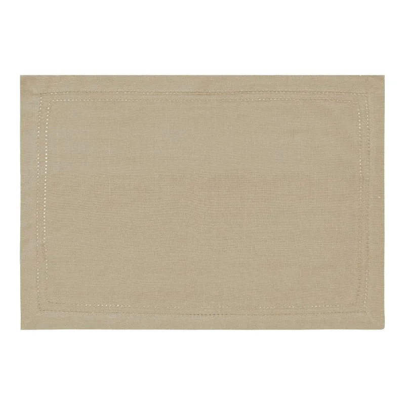 Jogo Americano Indian Ponto Ajour Duoo Taupe 100% Algodão 48x33cm Bege Copa &amp; Cia