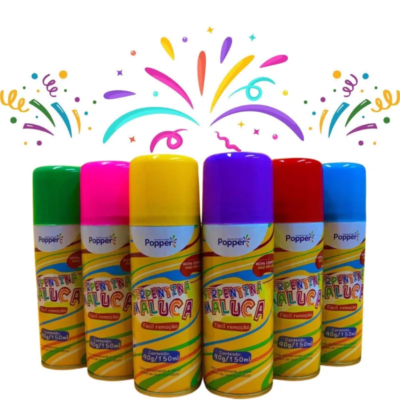 1 Serpentina Em Spray Carnaval Bloquinho Divertida Azul