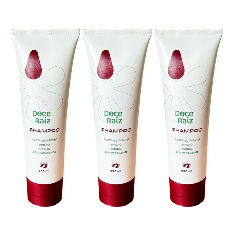 Kit 3 Shampoo Fortalecimento Doce Raiz 250ml Natural De Extrato De Batata Doce - Não Informado - Higiene E Perfumaria