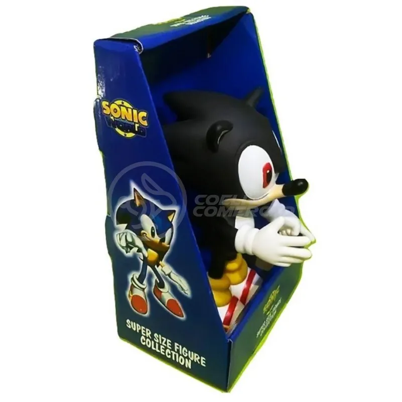 Boneco Sonic Preto Grande Super Size 23Cm - Sonic