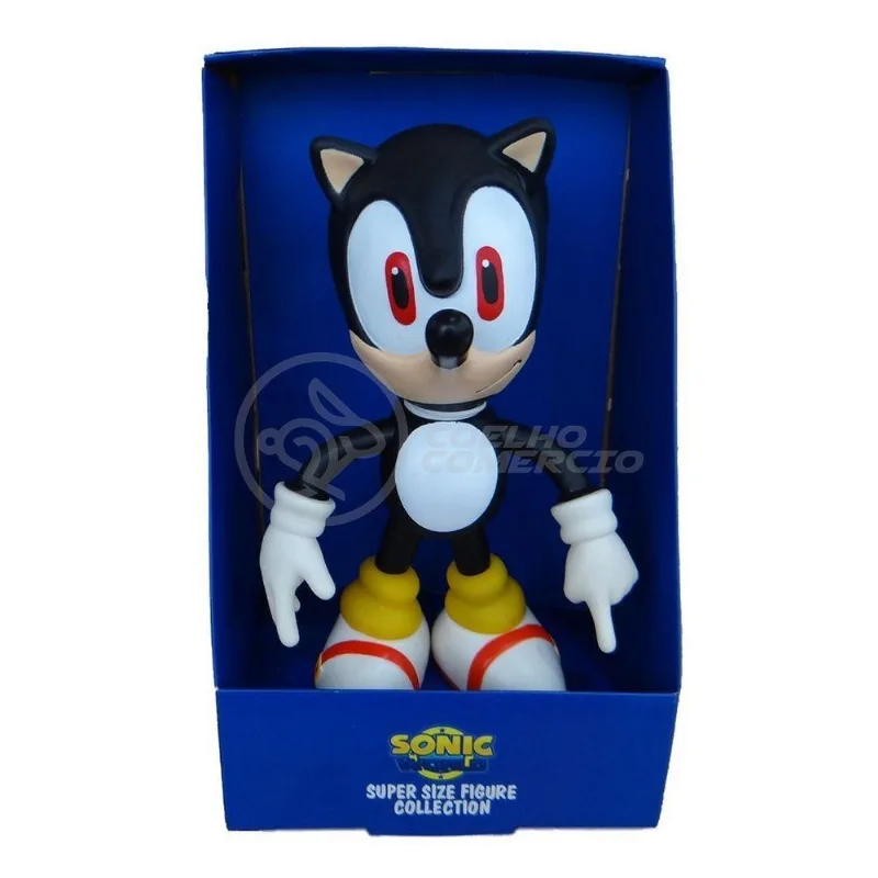 Boneco Sonic Preto Grande Super Size 23Cm - Sonic